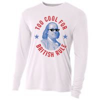 Too Cool For British Rule Funny Ben Benjamin Franklin 4th Of July Cooling Performance Long Sleeve Crew