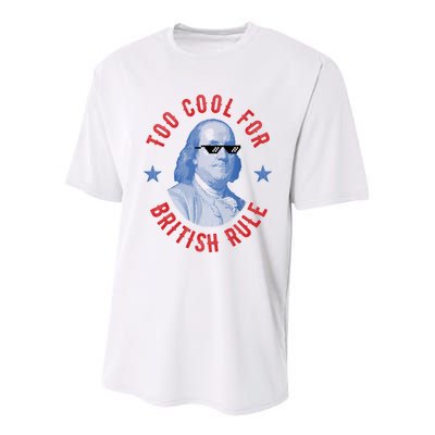 Too Cool For British Rule Funny Ben Benjamin Franklin 4th Of July Youth Performance Sprint T-Shirt