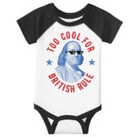 Too Cool For British Rule Funny Ben Benjamin Franklin 4th Of July Infant Baby Jersey Bodysuit