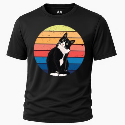 Tuxedo Cat Gift Retro Colors For Animal Lovers Performance Shirt