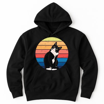 Tuxedo Cat Gift Retro Colors For Animal Lovers Hoodie