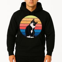 Tuxedo Cat Gift Retro Colors For Animal Lovers Hoodie