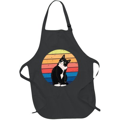 Tuxedo Cat Gift Retro Colors For Animal Lovers Apron