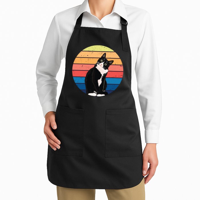 Tuxedo Cat Gift Retro Colors For Animal Lovers Apron