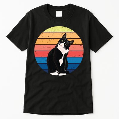 Tuxedo Cat Gift Retro Colors For Animal Lovers Tall T-Shirt