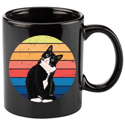 Tuxedo Cat Gift Retro Colors For Animal Lovers 11oz C Handle Ceramic Mug