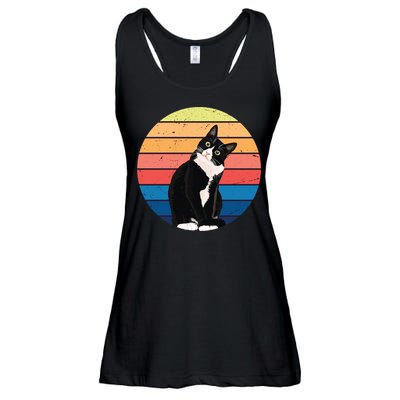 Tuxedo Cat Gift Retro Colors For Animal Lovers Ladies Essential Flowy Tank