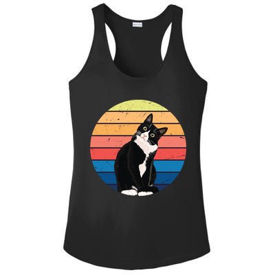 Tuxedo Cat Gift Retro Colors For Animal Lovers Ladies PosiCharge Competitor Racerback Tank