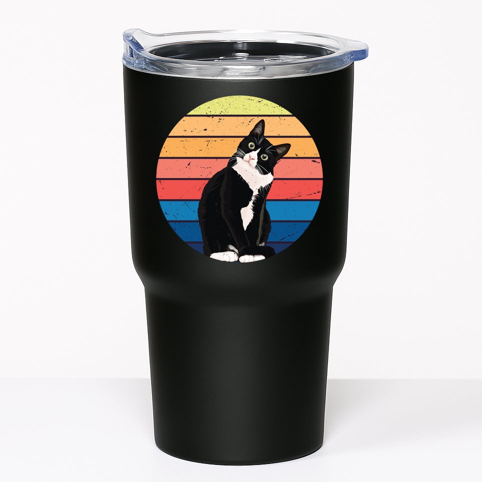 Tuxedo Cat Gift Retro Colors For Animal Lovers Tumbler