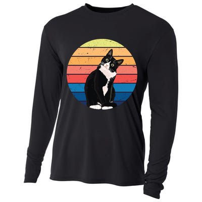 Tuxedo Cat Gift Retro Colors For Animal Lovers Cooling Performance Long Sleeve Crew