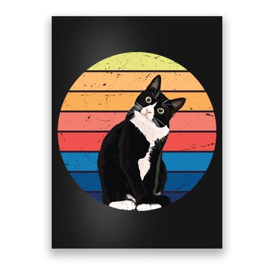 Tuxedo Cat Gift Retro Colors For Animal Lovers Poster