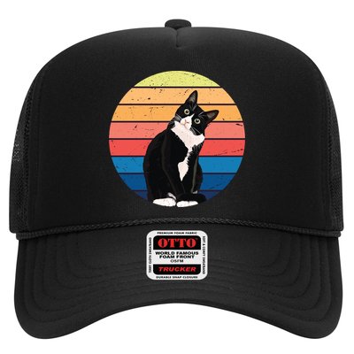 Tuxedo Cat Gift Retro Colors For Animal Lovers Hat