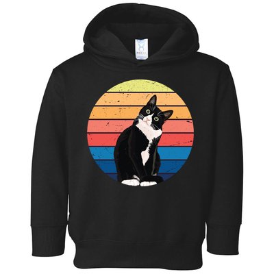 Tuxedo Cat Gift Retro Colors For Animal Lovers Toddler Hoodie