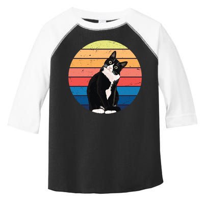 Tuxedo Cat Gift Retro Colors For Animal Lovers Toddler Fine Jersey T-Shirt