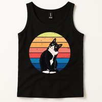Tuxedo Cat Gift Retro Colors For Animal Lovers Tank Top