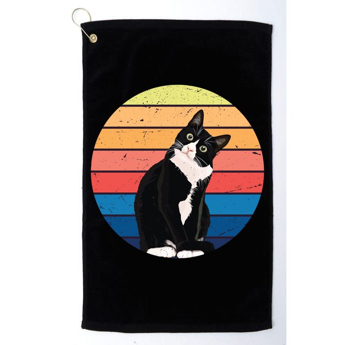 Tuxedo Cat Gift Retro Colors For Animal Lovers Golf Towel