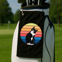 Tuxedo Cat Gift Retro Colors For Animal Lovers Golf Towel