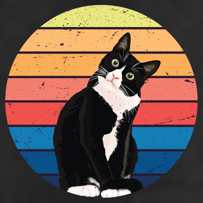 Tuxedo Cat Gift Retro Colors For Animal Lovers Golf Towel
