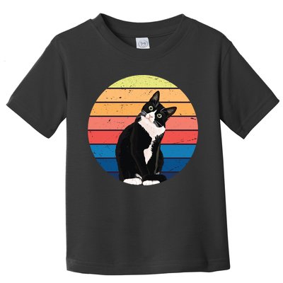 Tuxedo Cat Gift Retro Colors For Animal Lovers Toddler T-Shirt