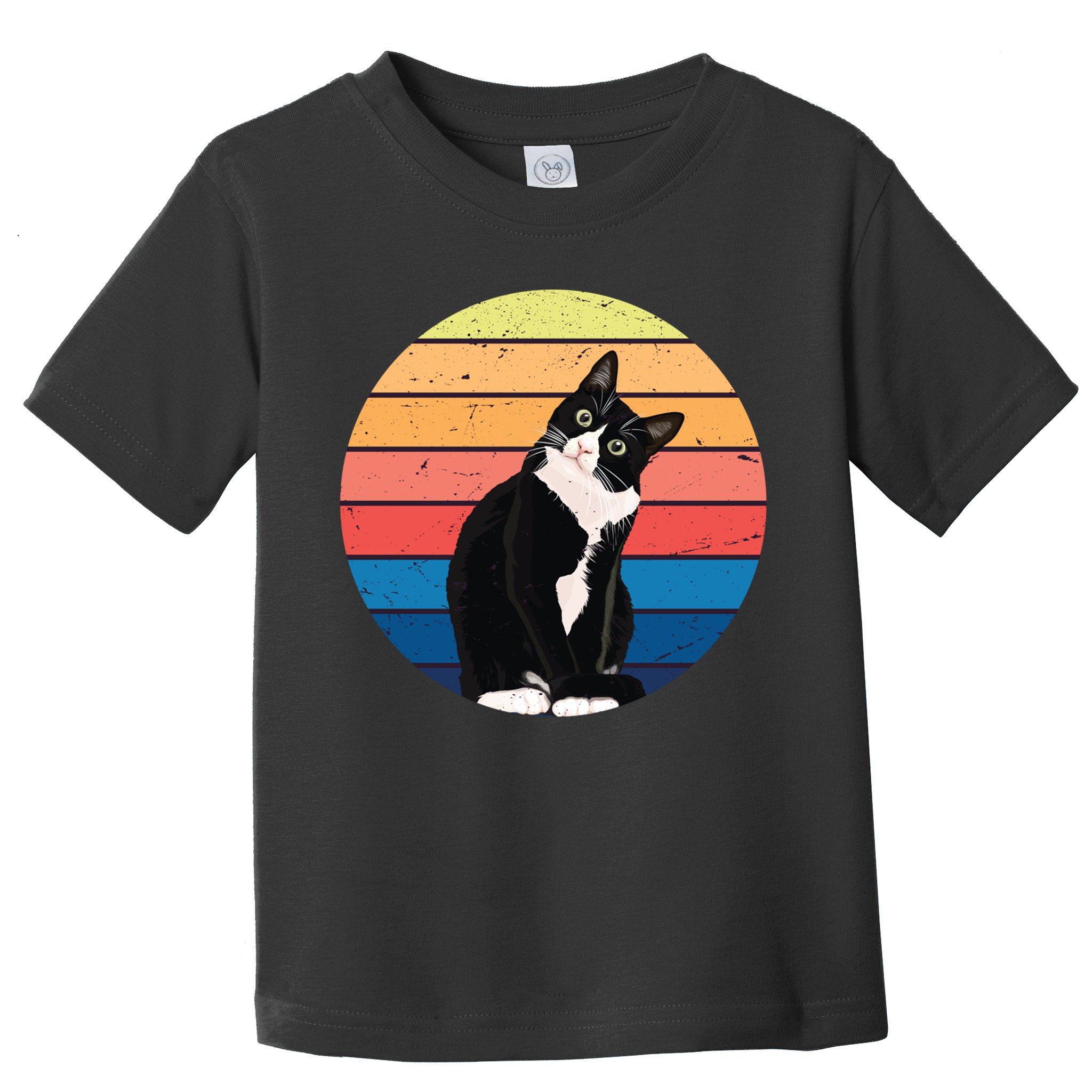 Tuxedo Cat Gift Retro Colors For Animal Lovers Toddler T-Shirt