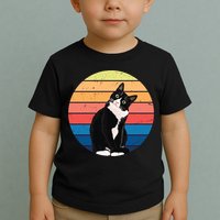 Tuxedo Cat Gift Retro Colors For Animal Lovers Toddler T-Shirt