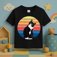 Tuxedo Cat Gift Retro Colors For Animal Lovers Toddler T-Shirt