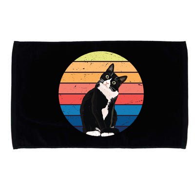 Tuxedo Cat Gift Retro Colors For Animal Lovers Microfiber Hand Towel