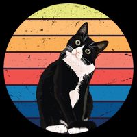 Tuxedo Cat Gift Retro Colors For Animal Lovers Visor