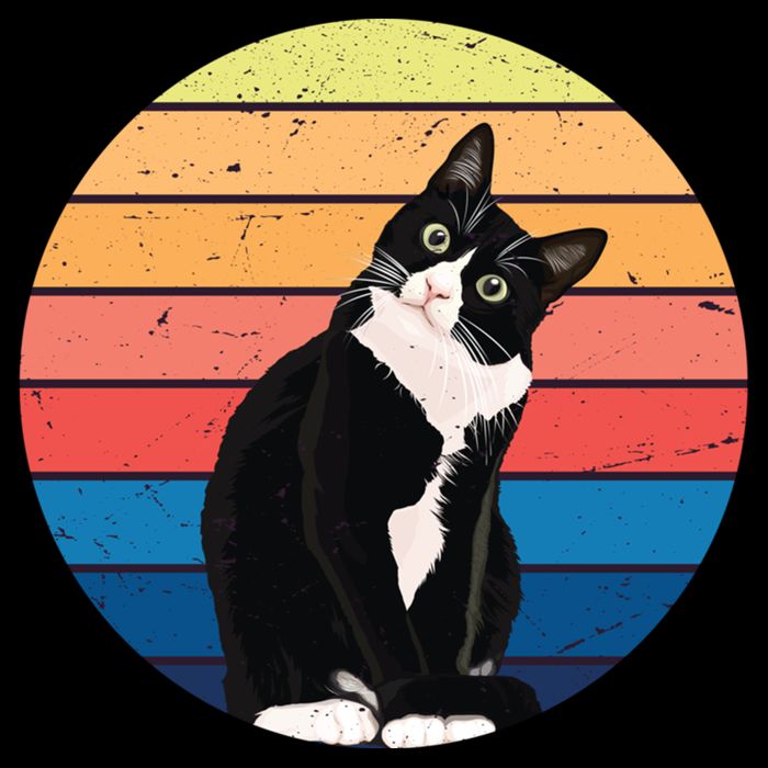 Tuxedo Cat Gift Retro Colors For Animal Lovers Visor