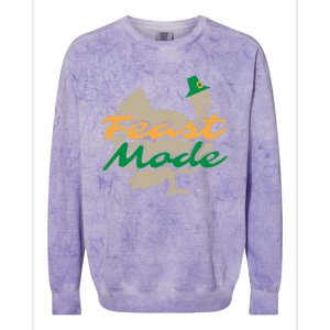 Thanksgiving Cute Gift Feast Mode Tees Turkey Funny Gift Colorblast Crewneck Sweatshirt