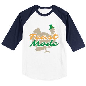 Thanksgiving Cute Gift Feast Mode Tees Turkey Funny Gift Baseball Sleeve Shirt