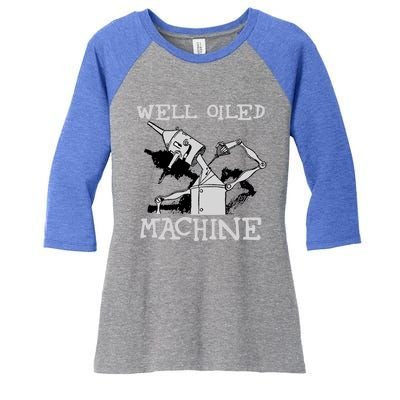 Tin Cool Gift Artwell Oiled Machine Retro Wizard Of Oz Cool Gift Women's Tri-Blend 3/4-Sleeve Raglan Shirt