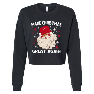 Trump Christmas Gag Joke Make Christmas Great Again Santa Cropped Pullover Crew