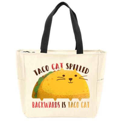 Taco Cat Graphic Zip Tote Bag