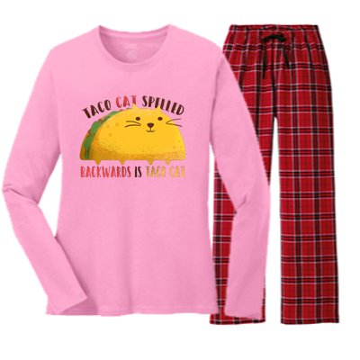 Taco Cat Graphic Women's Long Sleeve Flannel Pajama Set 