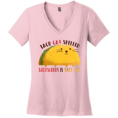 Taco Cat Graphic Women's V-Neck T-Shirt