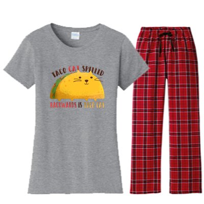 Taco Cat Graphic Women's Flannel Pajama Set