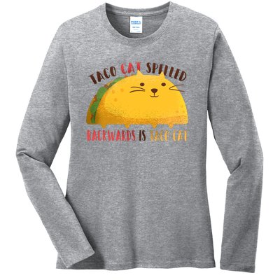 Taco Cat Graphic Ladies Long Sleeve Shirt