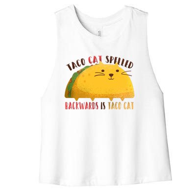 Taco Cat Graphic Women's Racerback Cropped Tank