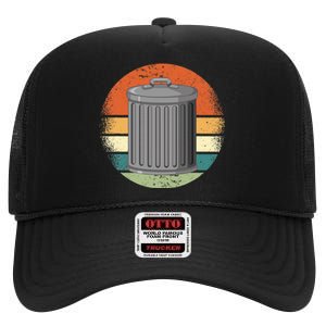 Trash Can Garbage Day High Crown Mesh Back Trucker Hat