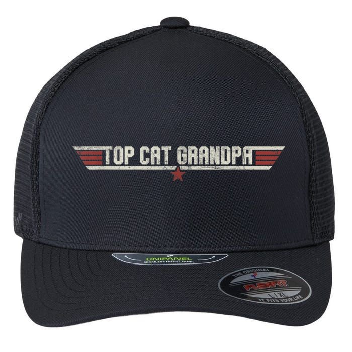 Top Cat Grandpa Funny Vintage 80s Gift Cat Father Fathers Day Flexfit Unipanel Trucker Cap