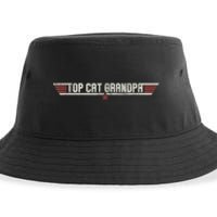 Top Cat Grandpa Funny Vintage 80s Gift Cat Father Fathers Day Sustainable Bucket Hat