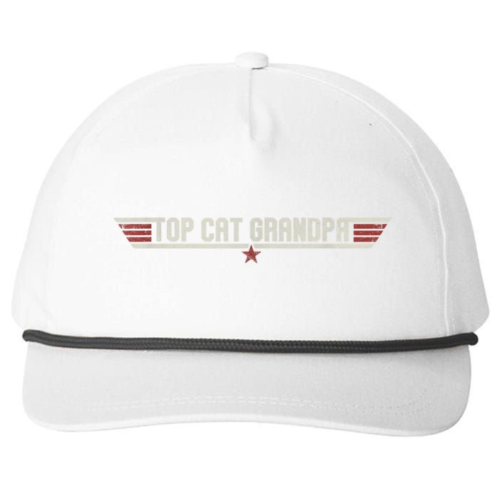 Top Cat Grandpa Funny Vintage 80s Gift Cat Father Fathers Day Snapback Five-Panel Rope Hat