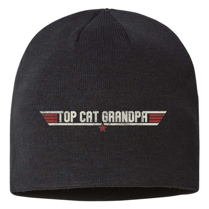 Top Cat Grandpa Funny Vintage 80s Gift Cat Father Fathers Day Sustainable Beanie