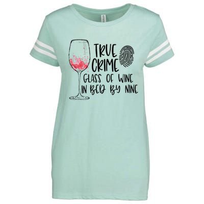 True Crime Glass Of Wine In Bed By Nine Meme Quote Enza Ladies Jersey Football T-Shirt