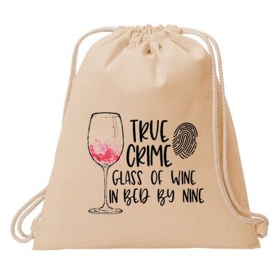 True Crime Glass Of Wine In Bed By Nine Meme Quote Drawstring Bag