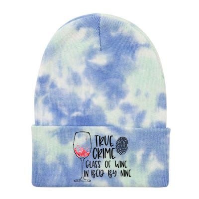 True Crime Glass Of Wine In Bed By Nine Meme Quote Tie Dye 12in Knit Beanie