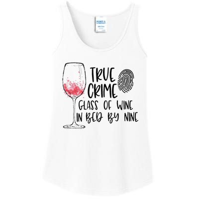 True Crime Glass Of Wine In Bed By Nine Meme Quote Ladies Essential Tank