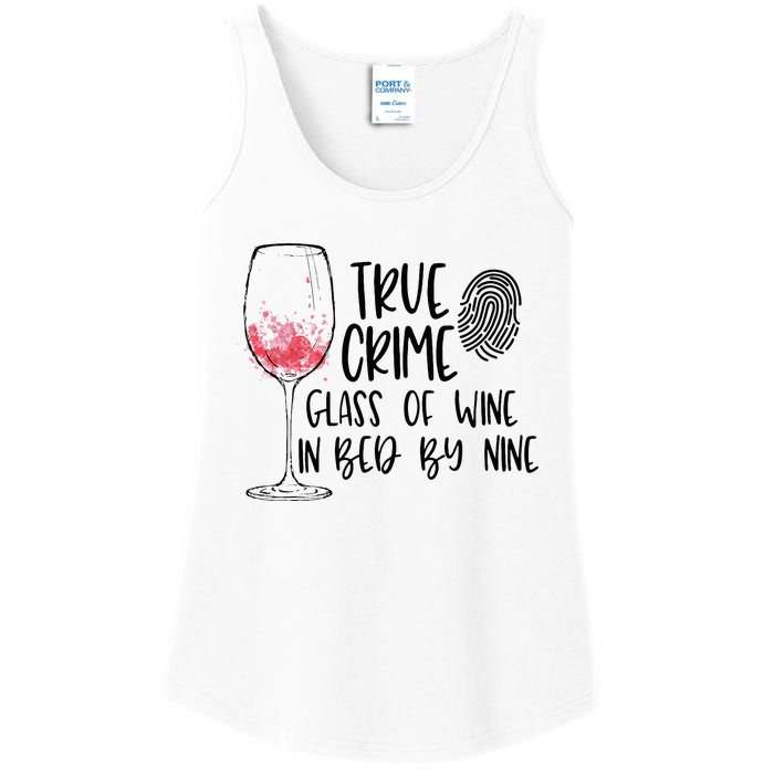 True Crime Glass Of Wine In Bed By Nine Meme Quote Ladies Essential Tank