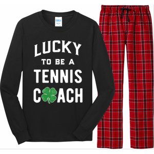 Tennis Coach Gift Lucky Irish Shamrock St Patricks Day Gift Long Sleeve Pajama Set